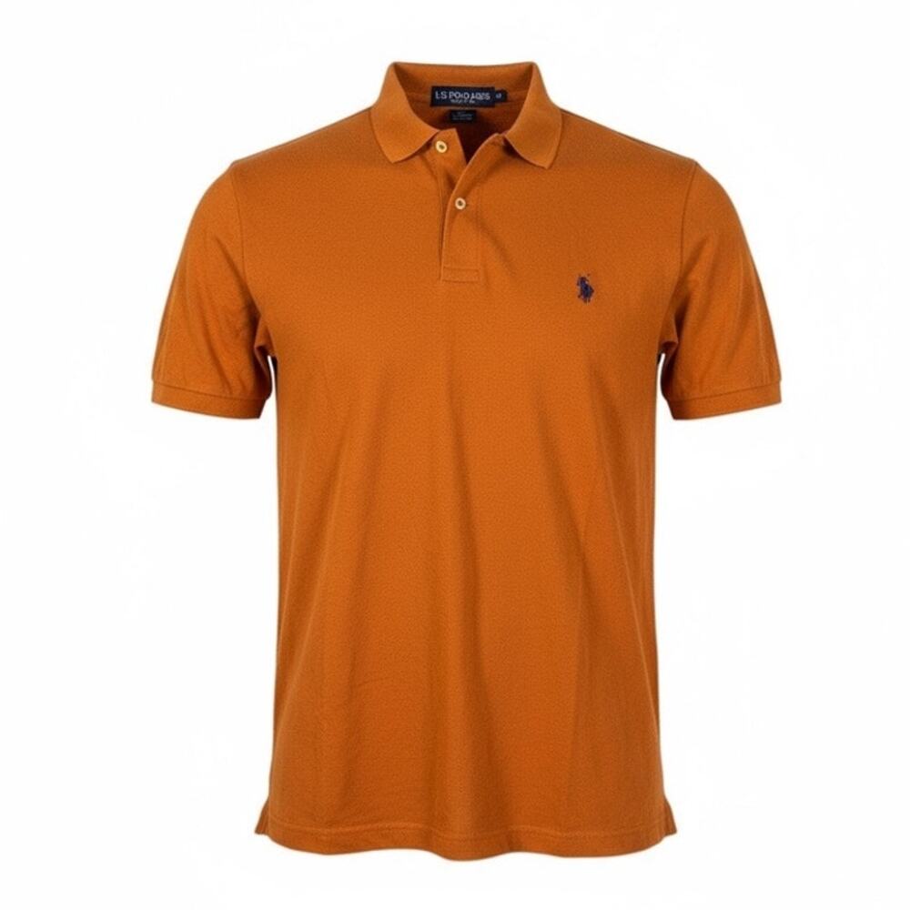 US Polo Assn.‎ Pique Polo Shirt Mens Extra Large Classic Fit Orange Iron 116015